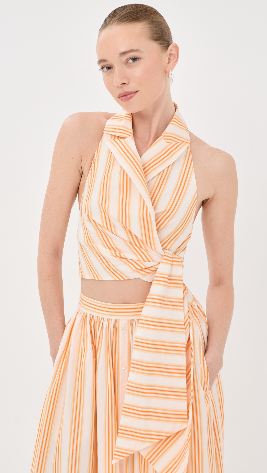 Rosie Assoulin Wrapped Up Halter Top Orange Multi 4 | Shopbop