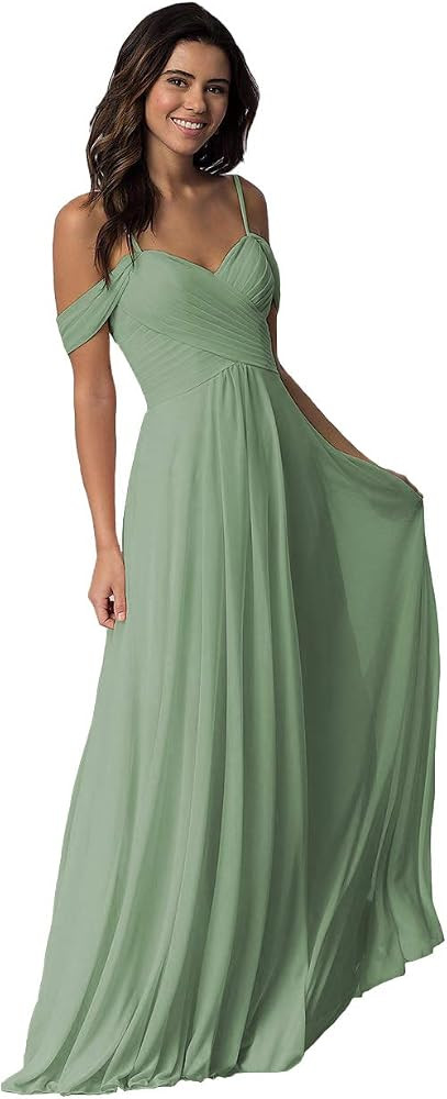Miao Duo Women's Long Off Shoulder Chiffon Bridesmaid Dresses with Pockets for Wedding MD1201 | Amazon (US)