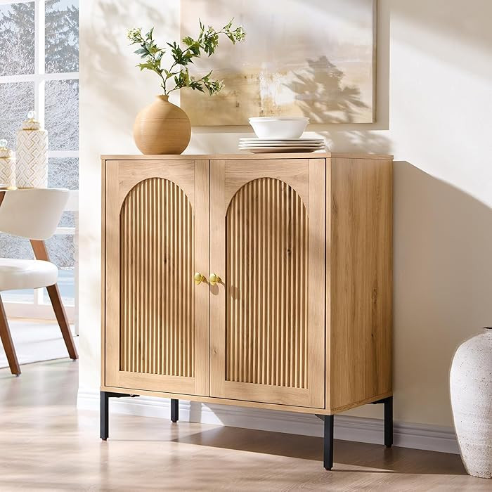IFGET Modern Buffet Cabinet with Storage, 34" Tall Fluted Arched Sideboard Cabinet w/Adjustable S... | Amazon (US)