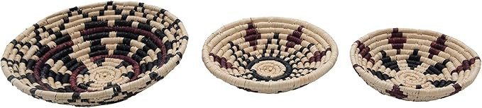 Bloomingville Boho Hand-Woven Seagrass Wall Pattern Design, Set of 3 Basket, Multicolored | Amazon (US)