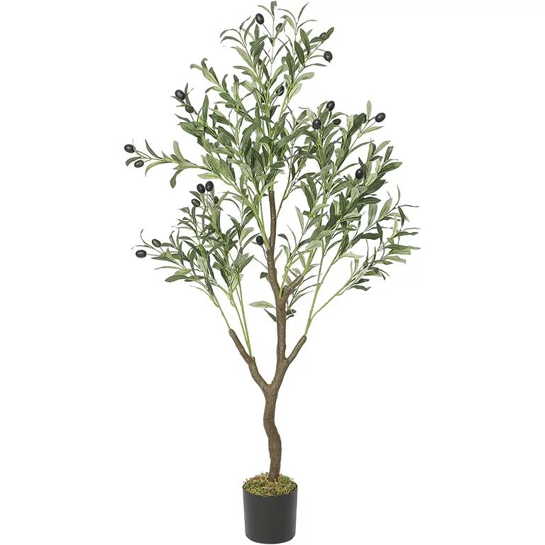 Artificial Olive Tree 4ft Tall Fake Potted Olive Silk Tree with Planter Large Faux Olive Branches... | Walmart (US)