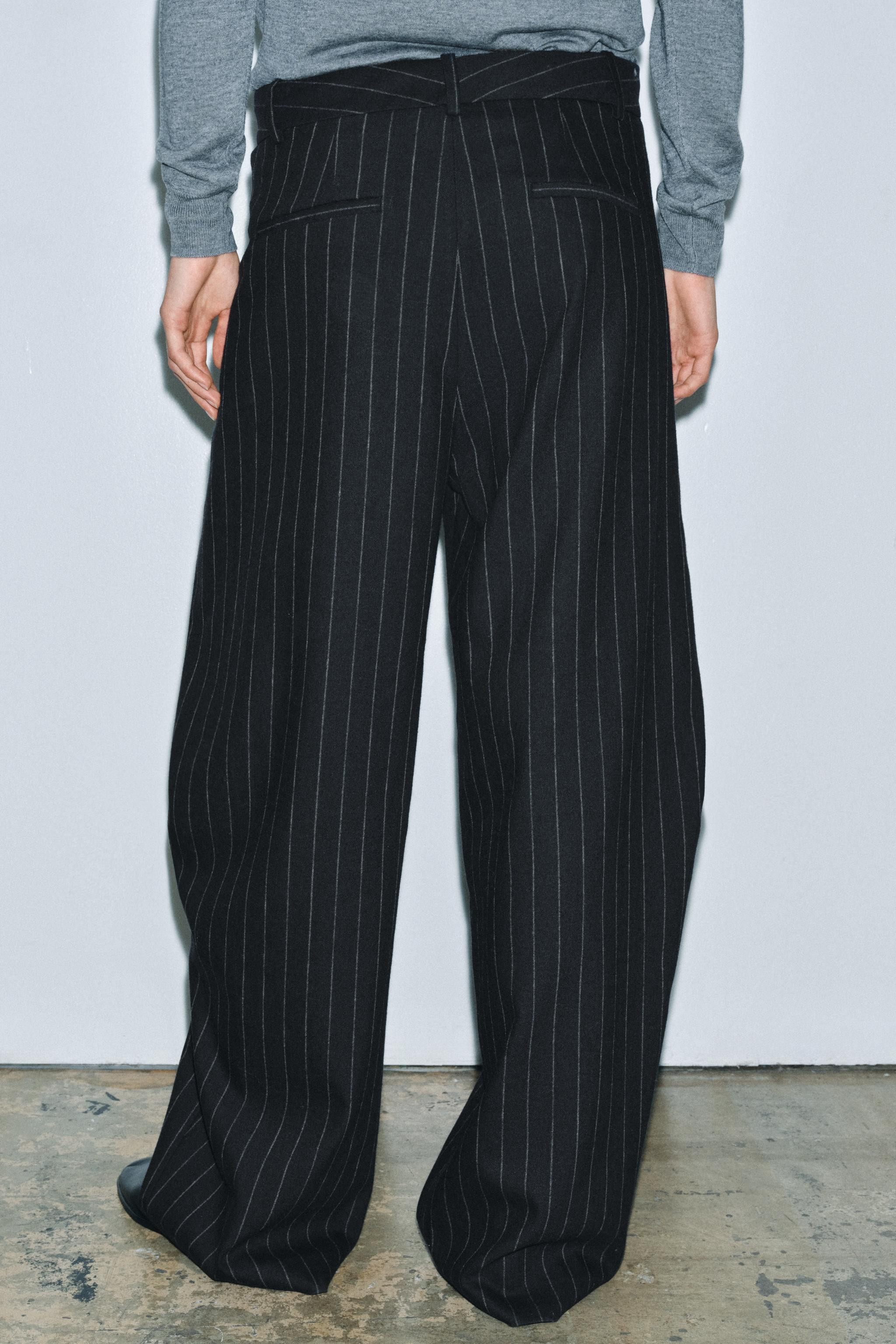 ZW COLLECTION WOOL PINSTRIPE PANTS | Zara US