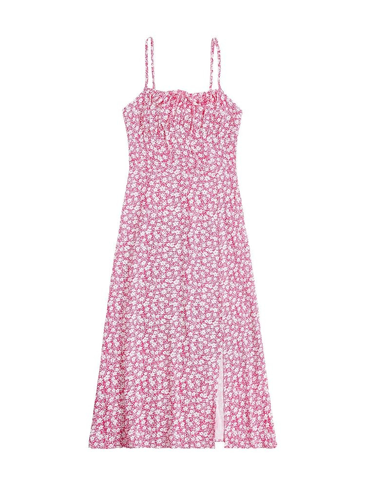 Floerns Women's Summer Split Thigh Spaghetti Strap Cami Midi Floral Dress | Amazon (US)