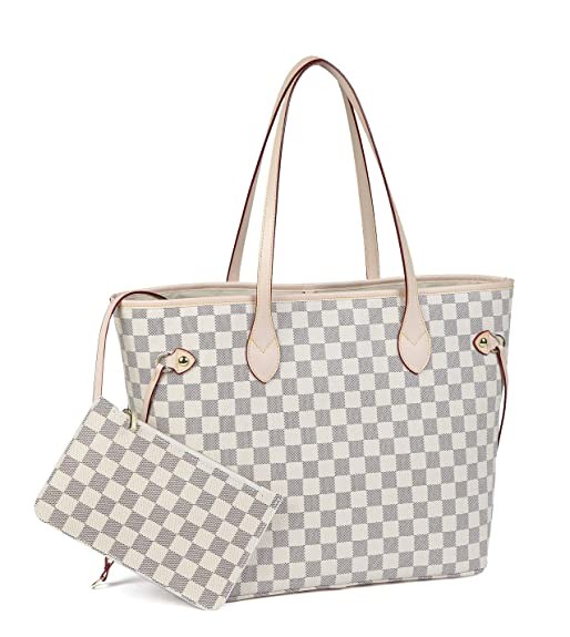 Daisy Rose Checkered Tote Shoulder Bag with inner pouch - PU Vegan Leather | Amazon (US)
