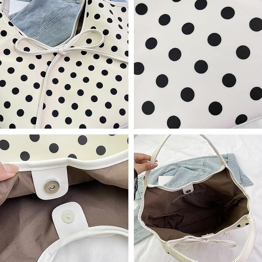 Nylon Tote Bag for Women Polka Dot Shoulder Bags for Women Lightweight Slouchy Tote Large Hobo Ba... | Amazon (US)