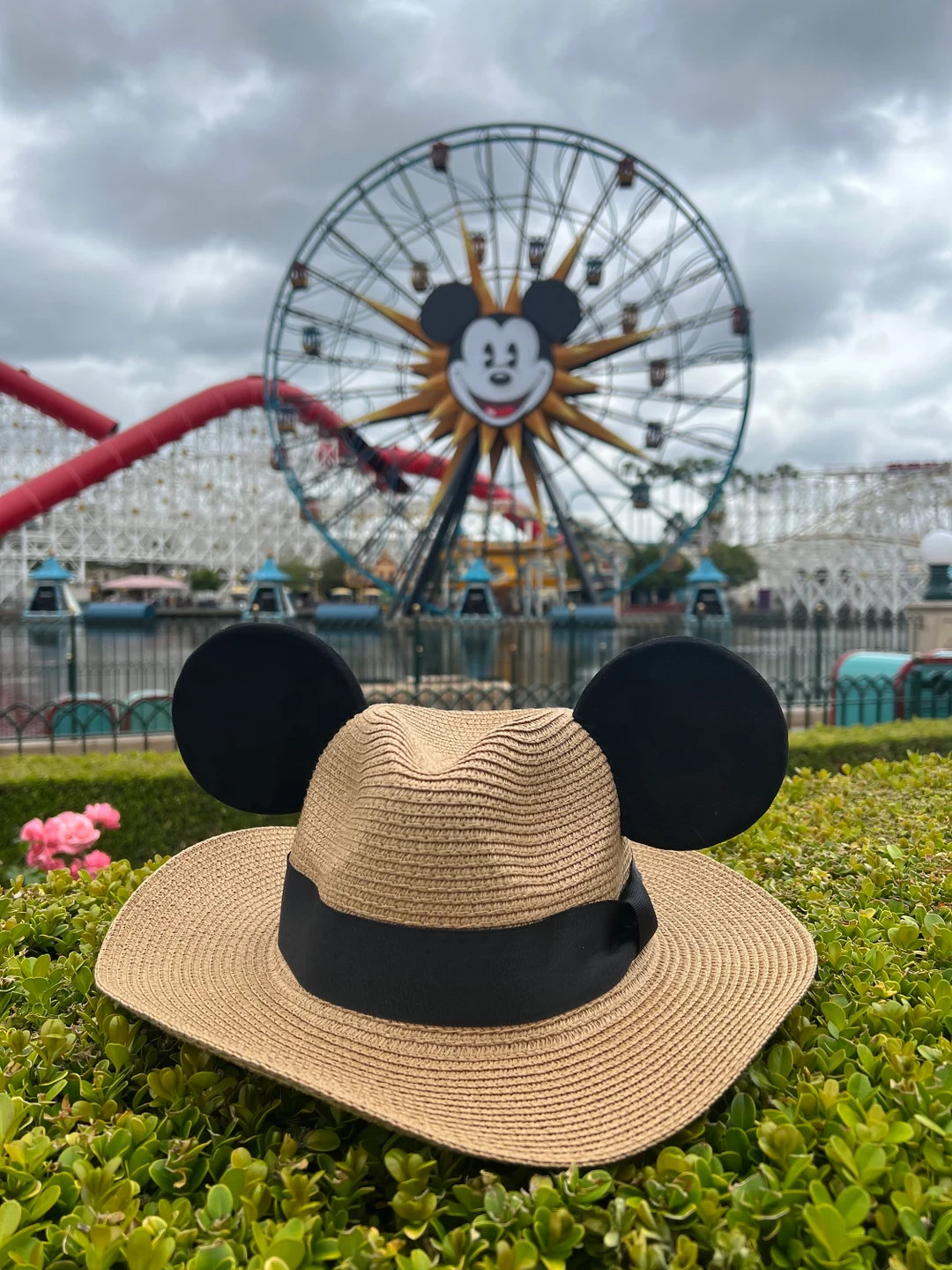 Pinched Straw Sun Hat With SEWN ON Sturdy Mouse Ears Inspired - Etsy | Etsy (US)