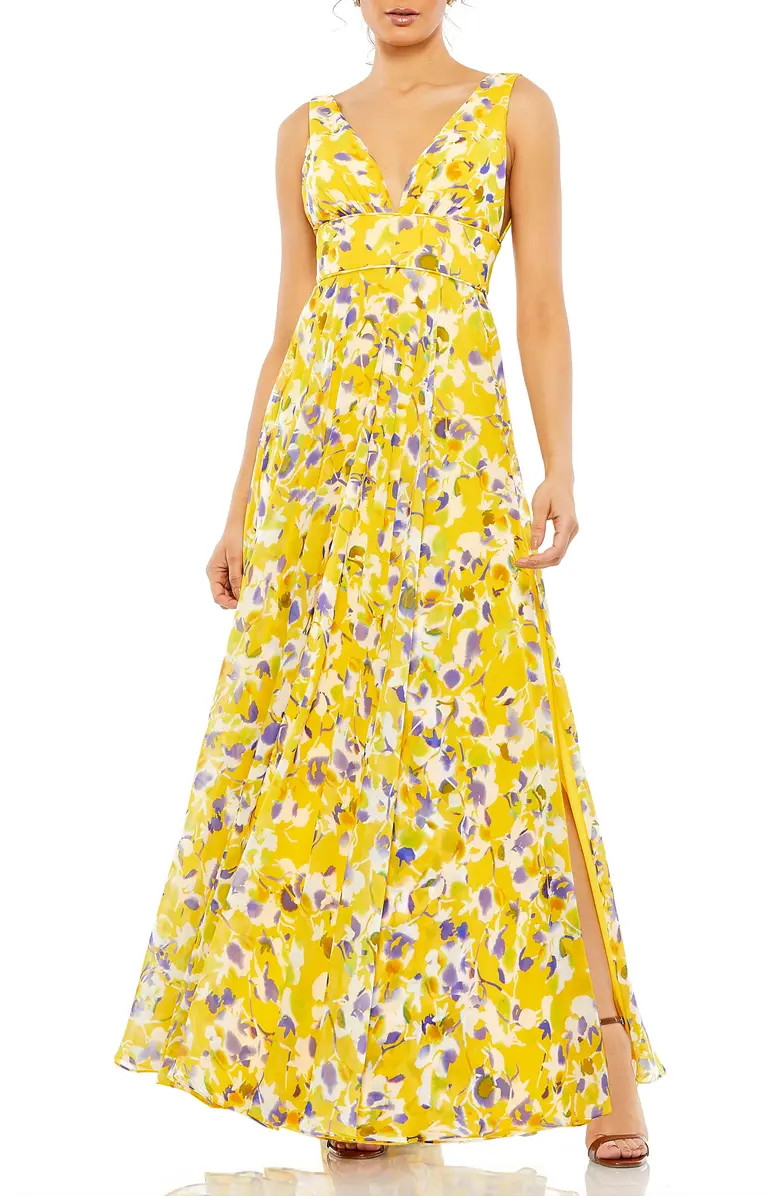 Mac Duggal Floral Plunge V-Neck Gown | Nordstrom | Nordstrom