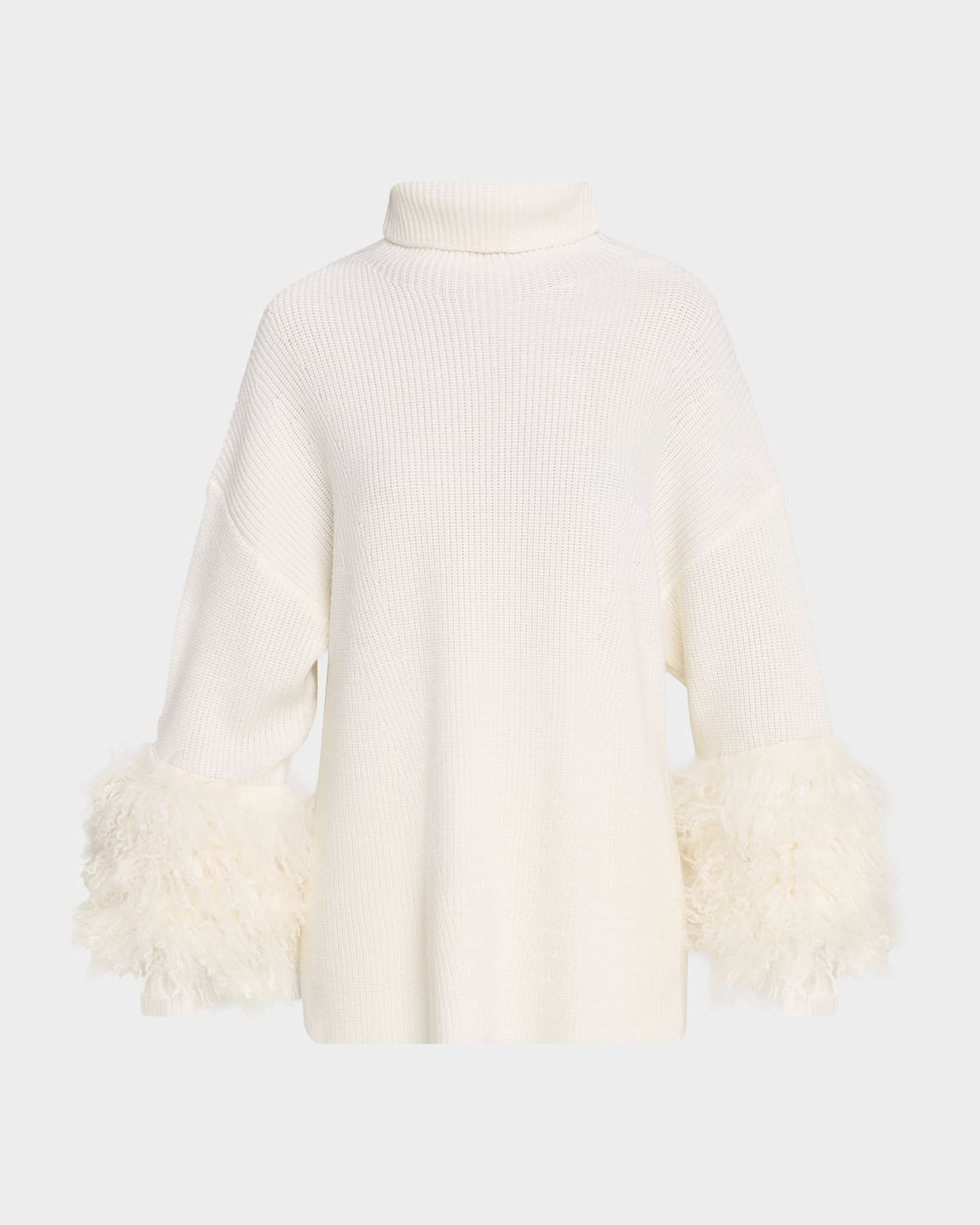 Yak Yarn-Cuff Merino Wool Turtleneck Sweater | Neiman Marcus
