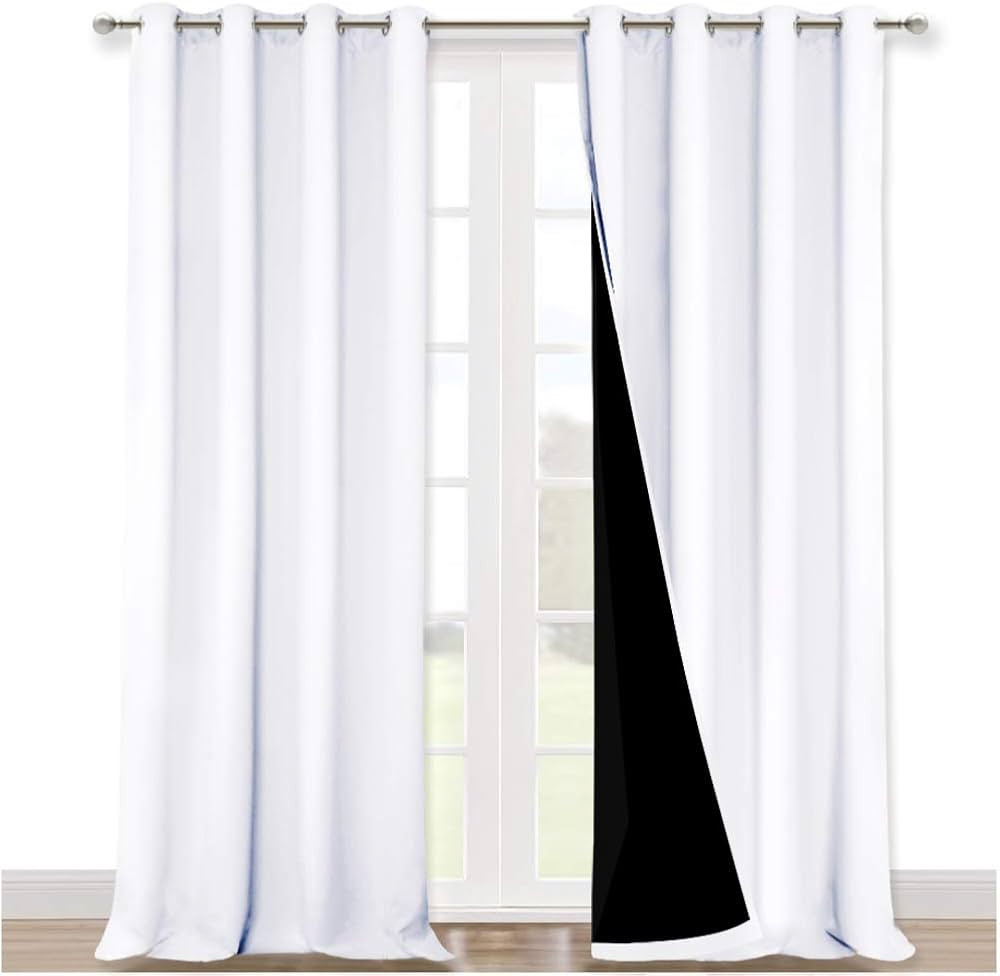 NICETOWN Full Shading Curtains 90 inches Long 2 Panels Set for Windows, Super Heavy-Duty Black Li... | Amazon (US)