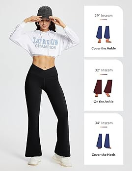 baleaf Women's V Crossover Flare Leggings with Pockets Yoga Pants High Waist Casual Workout Gym B... | Amazon (US)