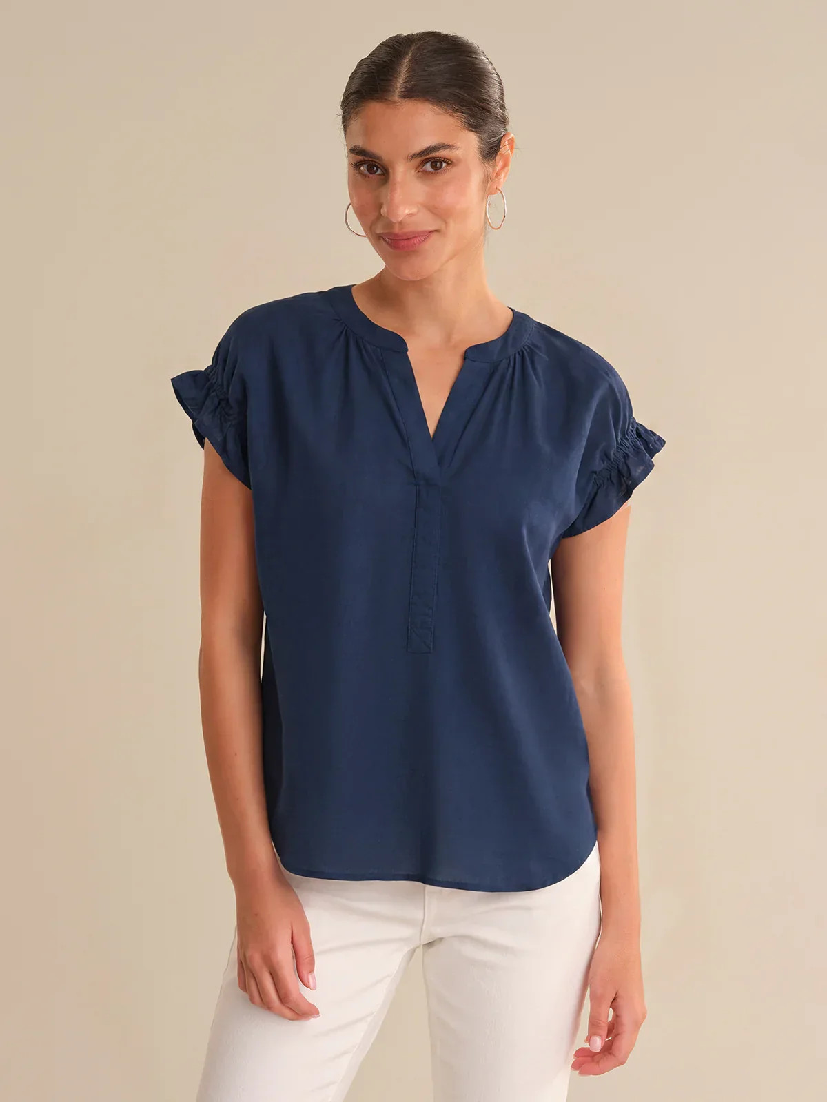 89th & Madison Notch Neck Flutter Sleeve Top | 89th + Madison