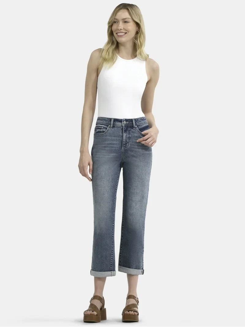 Time and Tru Women's High Rise Relaxed Boyfriend Jean, 26" Inseam, Sizes 0-20 | Walmart (US)