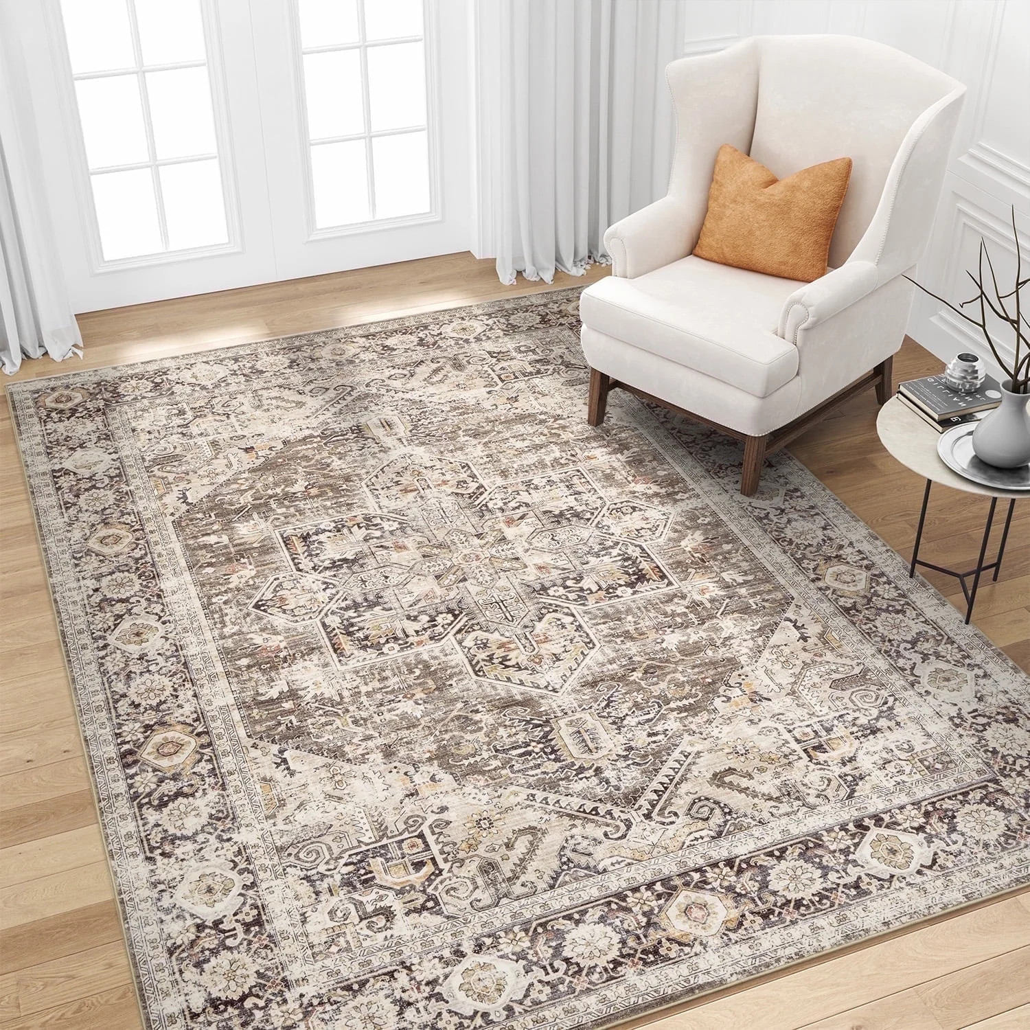SIXHOME 9'x12' Area Rugs for Living Room Washable Rug Vintage Medallion Living Room Rug Distresse... | Walmart (US)