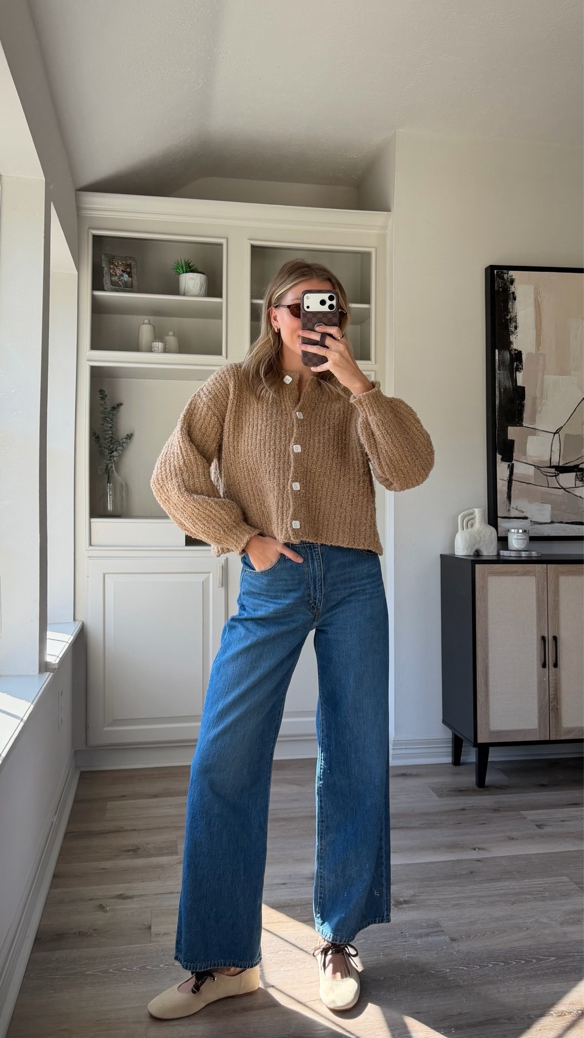 Cute, comfy  fall outfit | S in cardigan + 26 in denim
