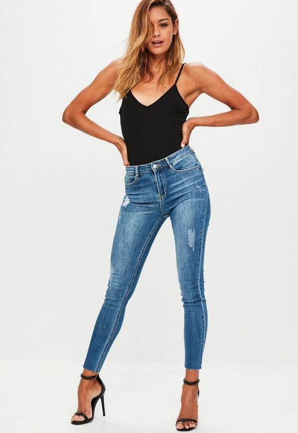 Blue Sinner Clean Distressed Skinny Jeans | Missguided (US & CA)