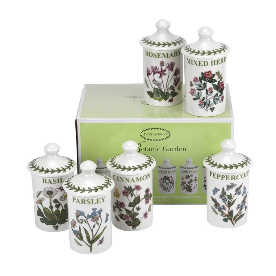 Portmeirion Botanic Garden 4.5-Inch Spice Jars (Set of 6) - Decorative Spice Jar Set with Spice L... | Amazon (US)