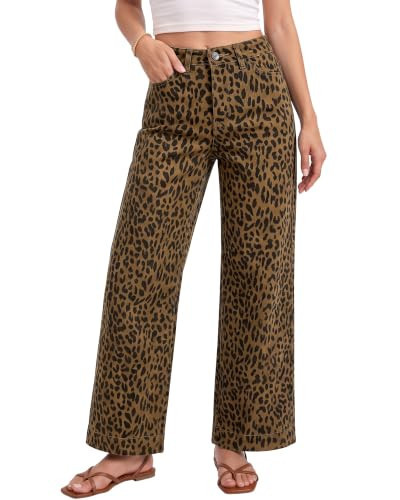 Vetinee High Waisted Jeans Women Cheetah Jeans Cowgirl Outfits for Women | Amazon (US)