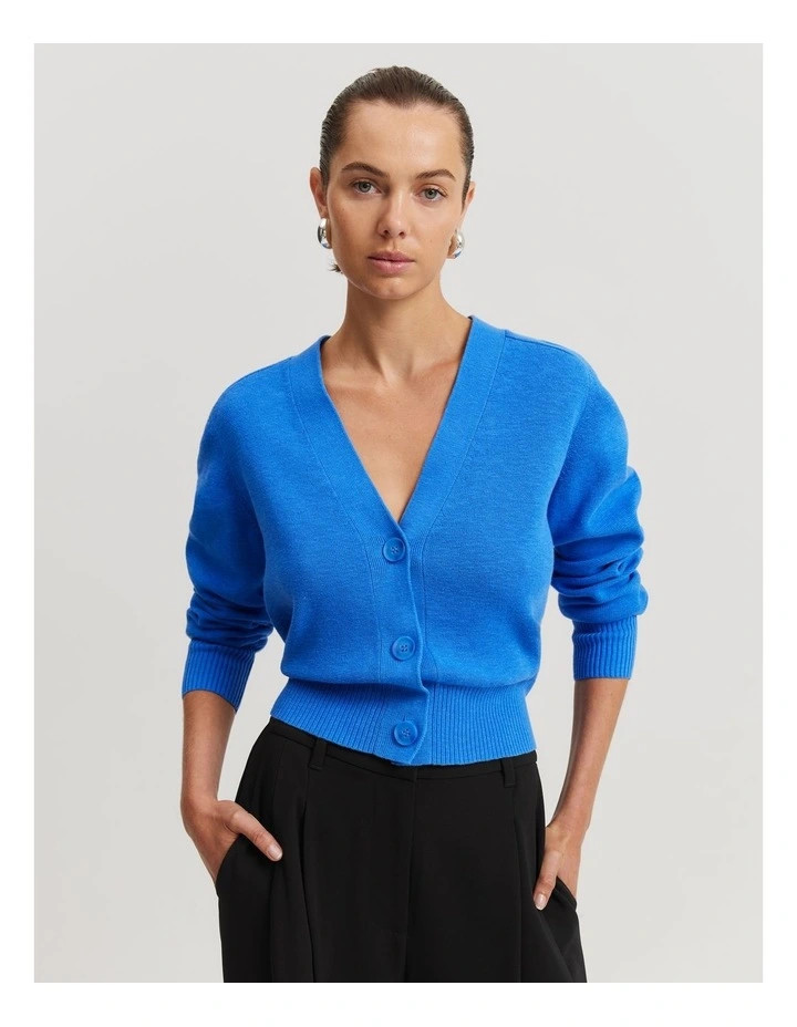 Organically Grown Cotton Linen Cardigan in Ocean | Myer