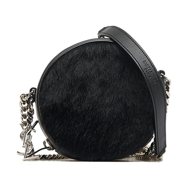 Pre-Owned Authenticated Saint Laurent Round Crossbody Pony Hair Natural Material Black Crossbody ... | Walmart (US)