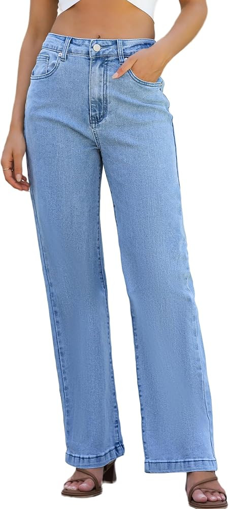 Womens Jeans Hig Waisted Straight Leg Loose Stretchy Lightweight Tummy Control Trendy Jeans for W... | Amazon (US)