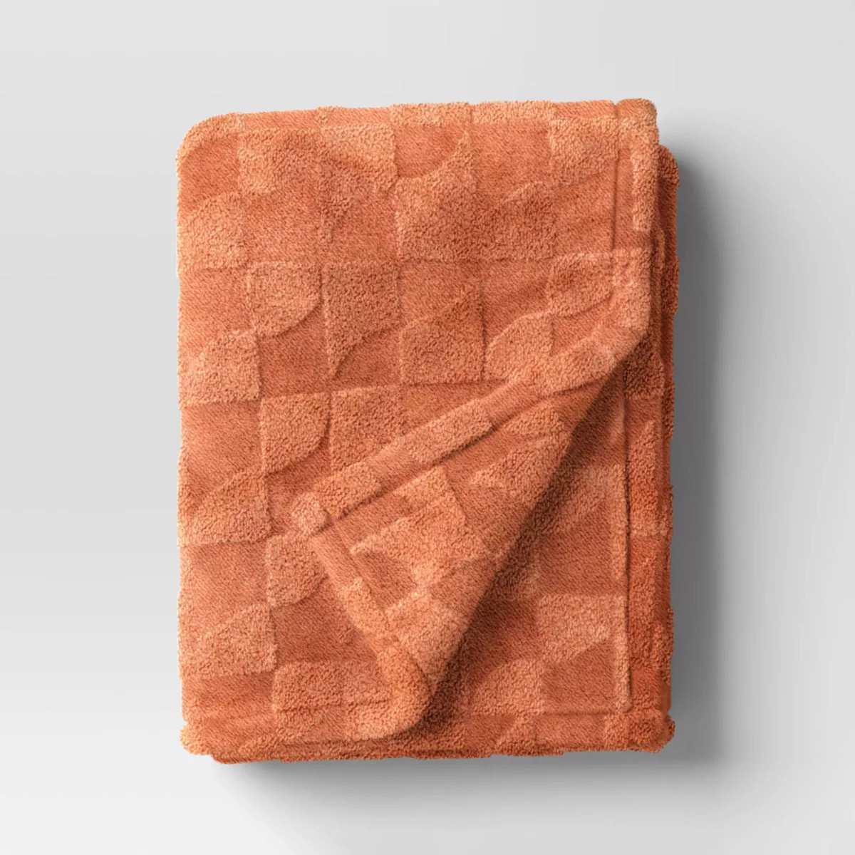 Geometric Jacquard Faux Shearling Throw Blanket Terracotta - Room Essentials™: Lightweight, 50x... | Target