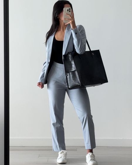 workwear ootd 🥣

details: 
blazer - Zara, 4, 2753/991
pants - Zara, 6, 2753/891
(note: the pants are big on the waist for me, I’m going to need to either get them taken in or buy a waist adjuster! I just felt like the 4 was too tight in the thigh/crotch area so I rather find a way to bring in the waist than be uncomfortable 😅)
tank - aritizia, xs, rib knit tank
sneakers - Sam Edelman, 7.5, linked
bag - beis


