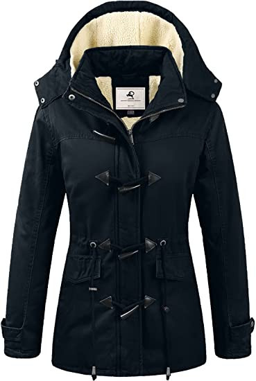 Uoiuxc Women's Warm Winter Coat Hooded Fleece Lined Parkas Jacket | Amazon (US)