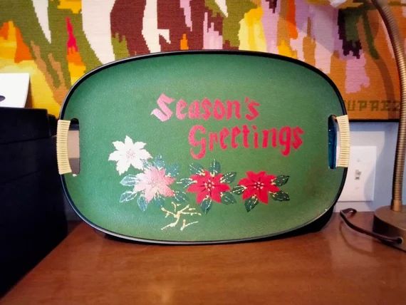 Christmas  Tilso Vintage Seasons Greetings Tray Retro - Etsy | Etsy (US)