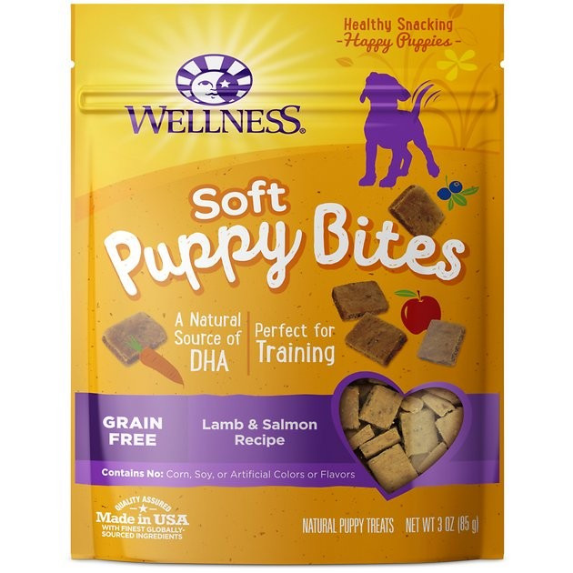 Wellness Soft Puppy Bites Lamb & Salmon Recipe Grain-Free Dog Treats, 3-oz pouch | Chewy.com