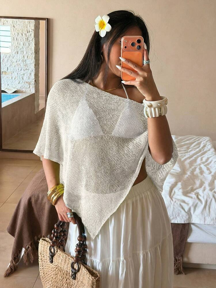 Casual Knit Cape Cover Up | SHEIN