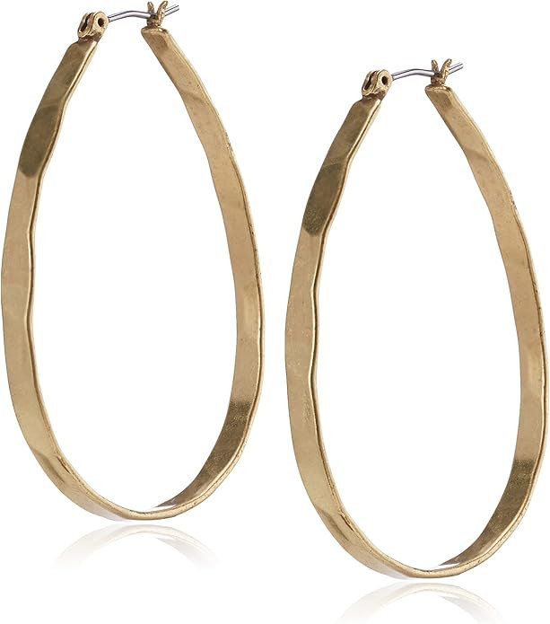 Lucky Brand Textured Medium Oblong Hoops | Amazon (US)