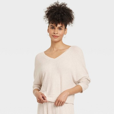 Women's Cozy Ribbed Pullover - Auden™ Oatmeal XS | Target