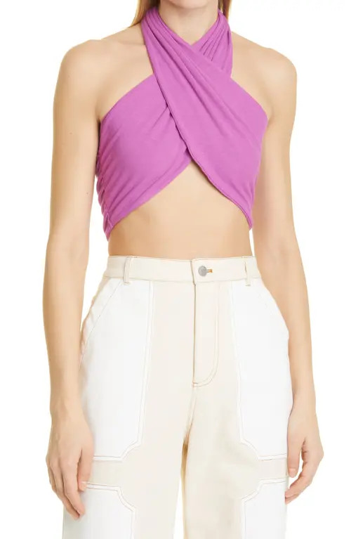 BY. DYLN Hayden Wrap Crop Top in Magenta at Nordstrom, Size Large | Nordstrom
