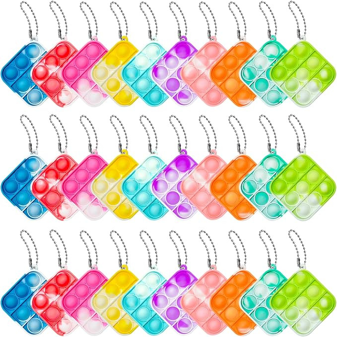 OMGJS 30 Pcs Simple Fidget Toy Pop Fidget Toy Mini Stress Relief Hand Toys Keychain Toy Push Pop ... | Amazon (US)