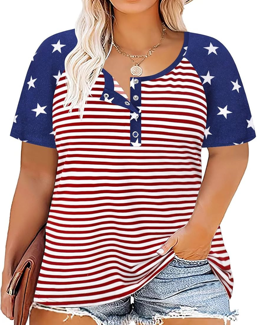 RITERA Plus Size Short Sleeve Tops for Women V/Square/Crew Neck T-Shirt Summer Tshirts Casual Blo... | Amazon (US)