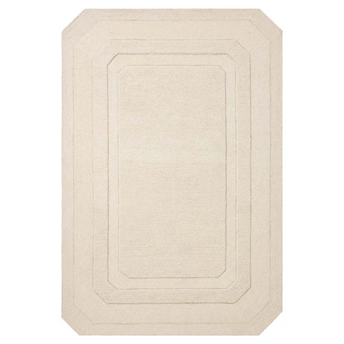 Clayton Updated Traditional Cream Wool Border Solid Rug - 5'x7'6" | Kathy Kuo Home