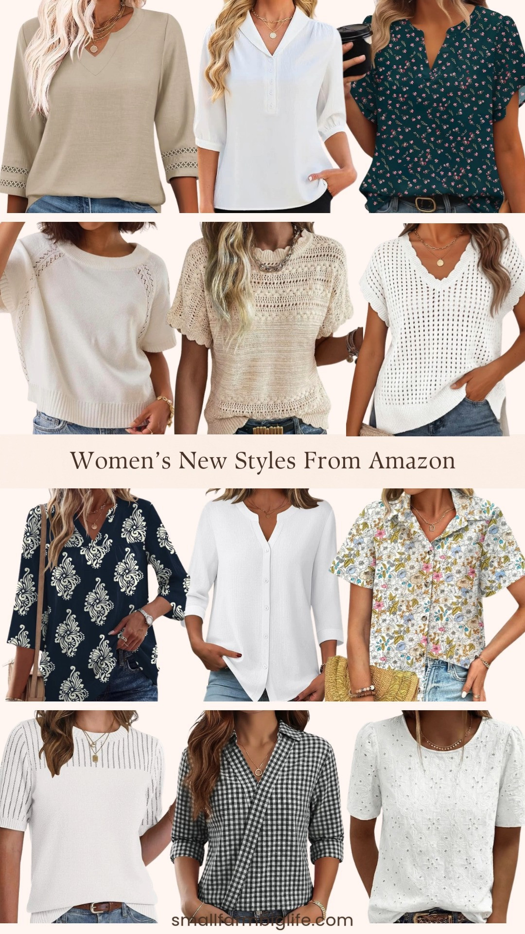 Spring styles are rolling in and these Amazon finds are so good 🤍✨

From white embroidered eyelet tops and crochet knits to gingham blouses and floral button downs, these pieces are feminine, polished, and easy to wear. Think lightweight sweaters, linen cotton shirts, and dressy 3/4 sleeve tops you can pair with denim, trousers, or skirts all season long 🌸👖 

 #LTKgrwm #LTKootd #LTKOver40