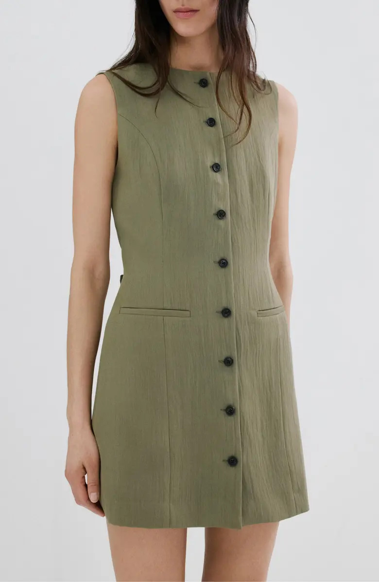 Texture Sleeveless Button Minidress | Nordstrom