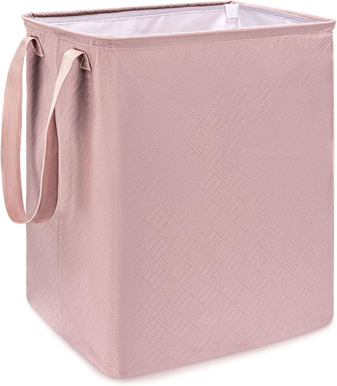Collapsible Laundry Basket , NOBLE DUCK 65L Pink Laundry Hamper with Handles and Well-Holding Bra... | Amazon (US)