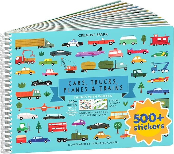 Cars, Trucks, Planes & Trains 500+ Kids Sticker Book by Cupkin Fun Toddler Travel Activity Colori... | Amazon (US)