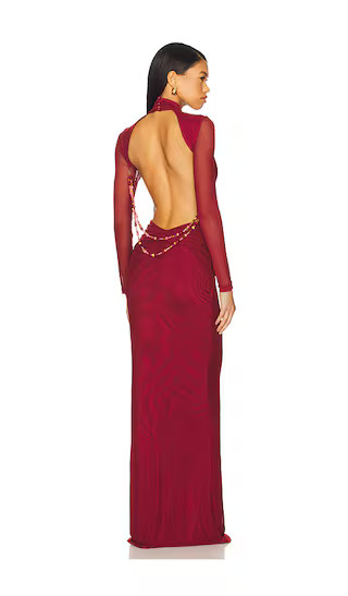 Salome Beaded Dress in Merlot | Revolve Clothing (Global)