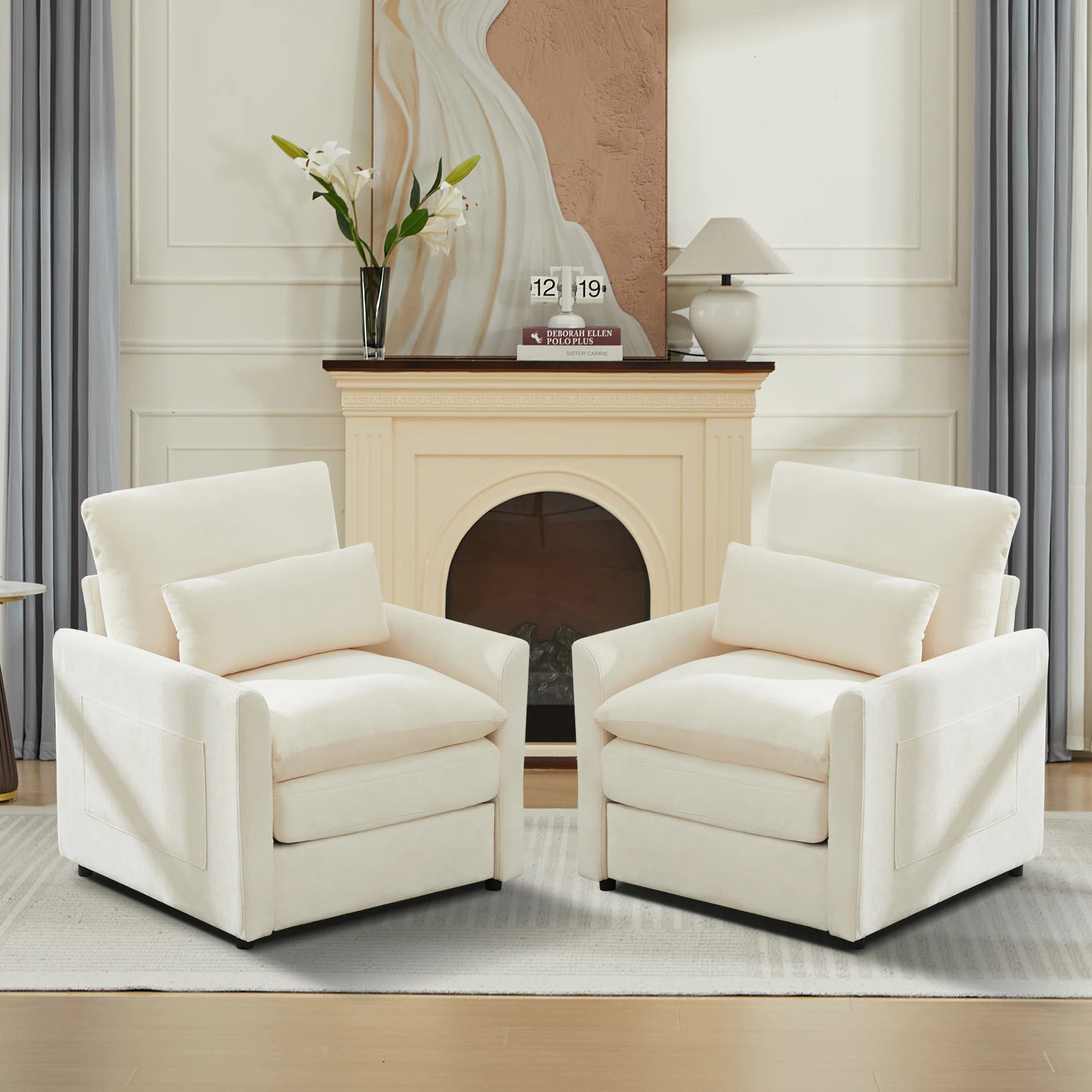 Modern Upholstered Accent Chair With Lumbar Pillow (Set Of 2) | Wayfair North America