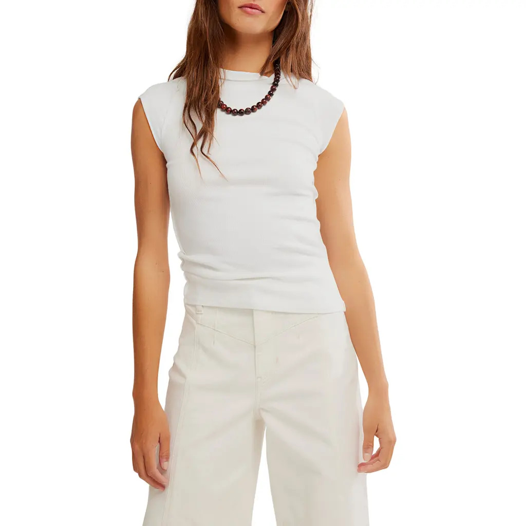 Free People Ever Had Cap Sleeve Cotton T-Shirt in Ivory at Nordstrom, Size Medium | Nordstrom