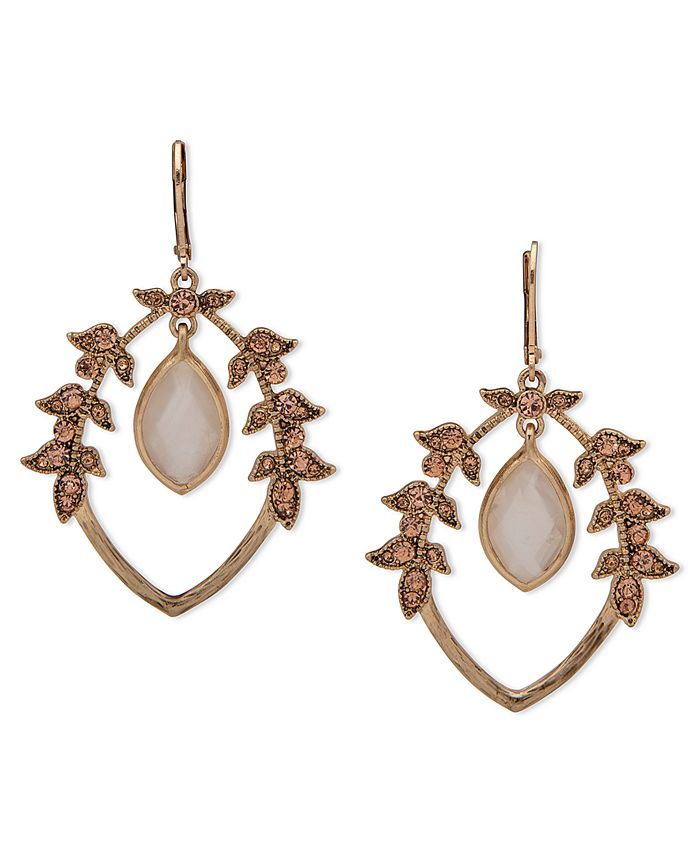 Gold-Tone Pavé Leaf & Stone Orbital Drop Earrings | Macys (US)