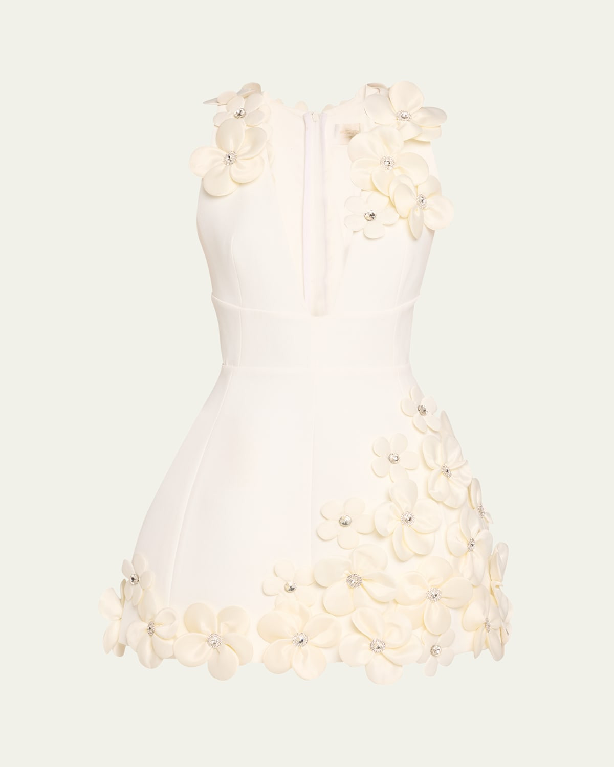 Estelle Deep V-Neck Floral Applique Mini Dress | Bergdorf Goodman