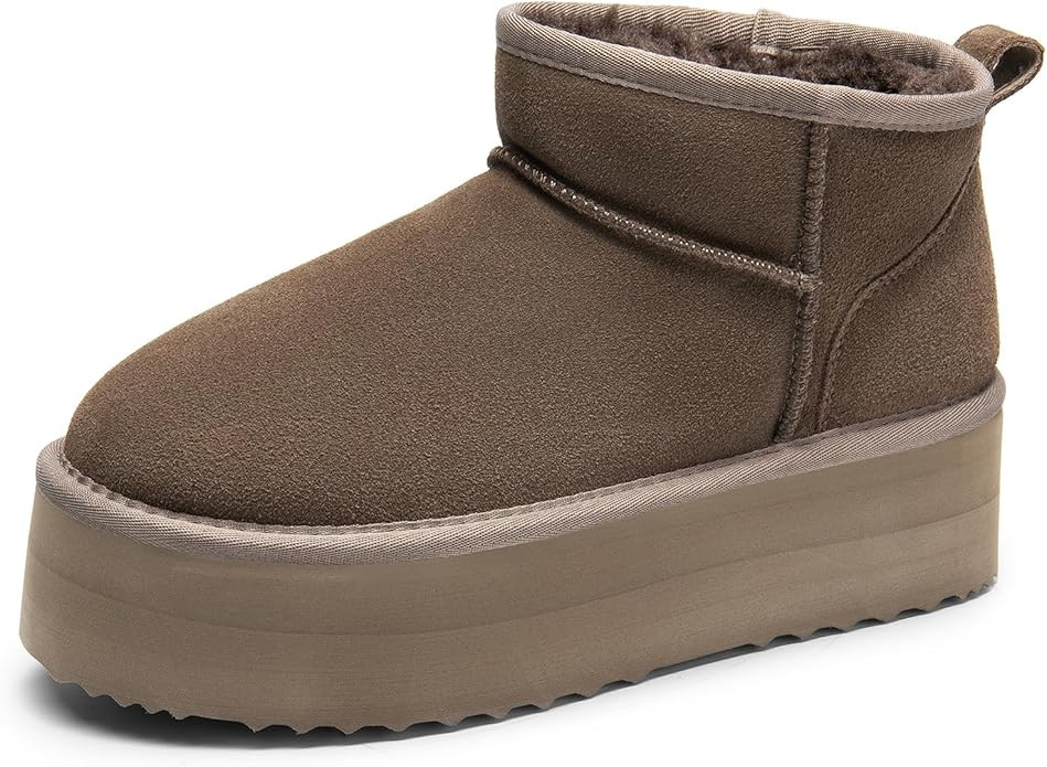 DREAM PAIRS Platform Mini Boots for Women Suede Genuine Leather, Classic Winter Ankle Snow Boots ... | Amazon (US)