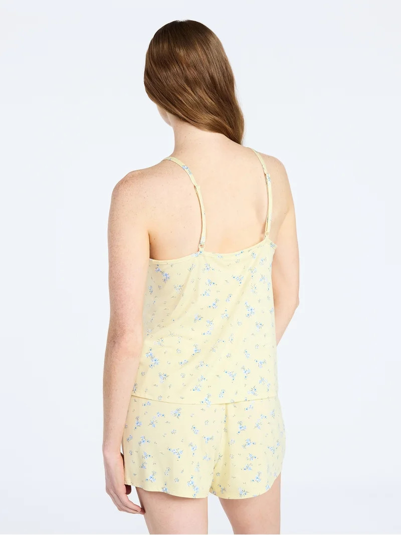 Joyspun Women’s Dreamy Soft Collection Lace Trim Knit Cami and Shorts Set, Sizes XS-3X | Walmart (US)