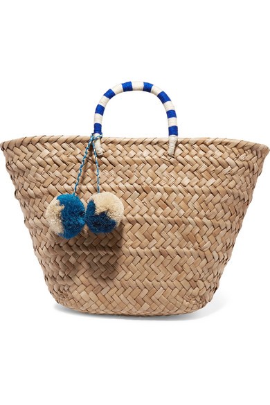 Kayu - St Tropez Pompom-embellished Woven Seagrass Tote - Beige | NET-A-PORTER (US)