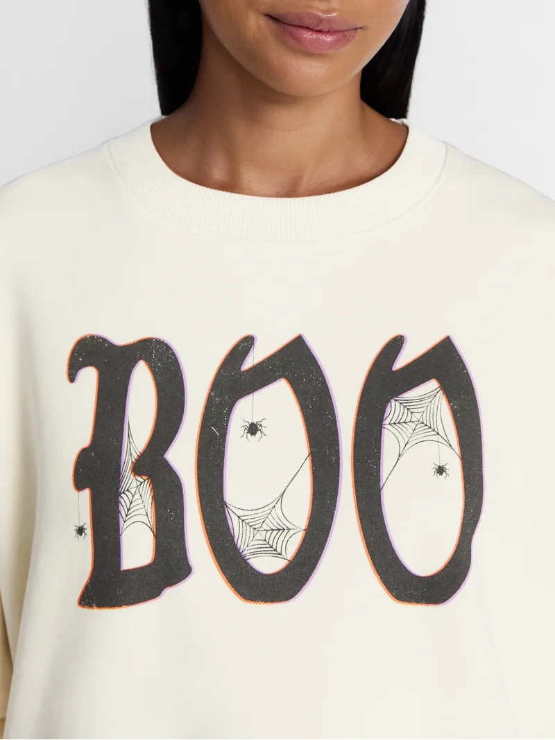 Women's Halloween Gothic Boo Graphic Fleece from Way to Celebrate, Sizes S-4X | Walmart (US)
