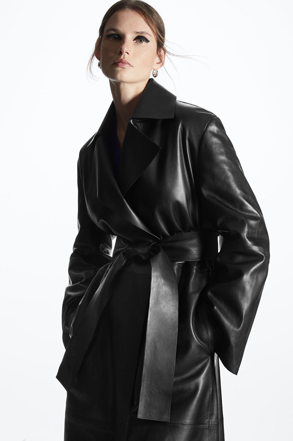 OVERSIZED LEATHER TRENCH COAT - BLACK - COS | COS UK